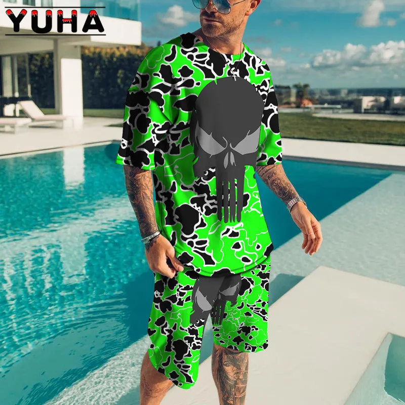 Top Trends: YUHA, Summer Men's Clothing T Shirt Sets 3D Terrible Skeleton Print Casual Shorts Tracksuit Male 2 Piece Suit Newest Short Sleev Shoppable Styles - Image 5