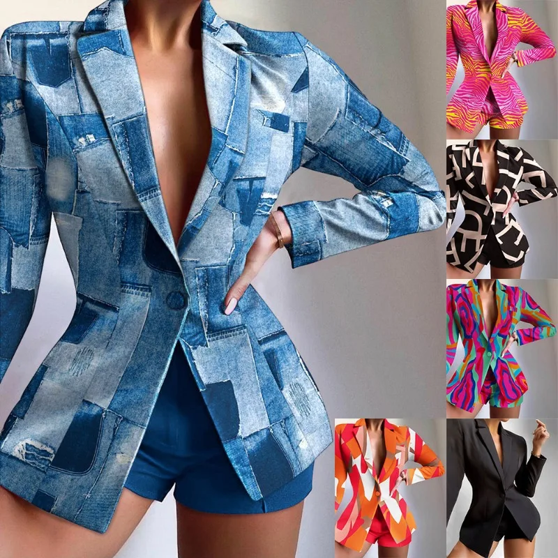 Top Trends: 2023 Tie-dye Velvet Mid Length Blazer Suit Women Fashion Print Single Button Blazer Coats Casual Loose Commute Formal Clothing Shoppable Styles