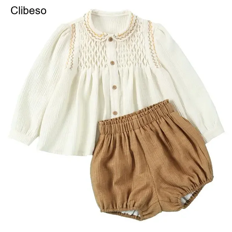 Top Trends: Clibeso Baby Clothes Fashion Girl Sets Spanish Smocked Shirt Shorts Clothing Long Sleeve T-Shirts + Pants Suits Toddler Outfits Shoppable Styles