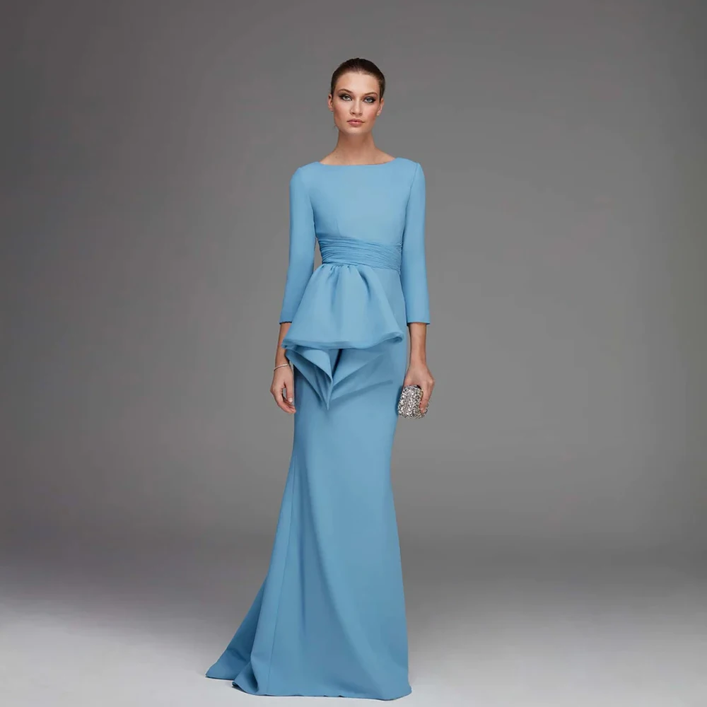 Top Trends: Simple Mother Of The Bride Dresses Jewel Neck Long Sleeves Wedding Party Gowns Ruffles A-Line Floor Length 2023 فساتين السهرة Shoppable Styles