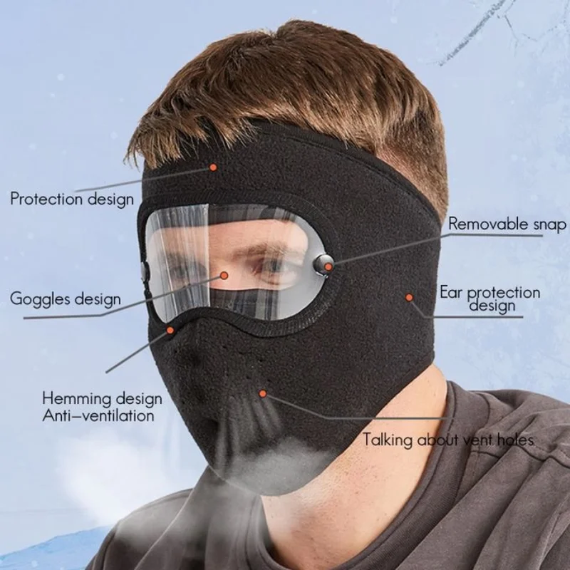 Top Trends: Winter Full Face Mask Outdoor Cycling Ski Windproof Dustproof Breathable Masks Eye Shield HD Anti Fog Goggles Hood Hat Men Women Shoppable Styles - Image 3