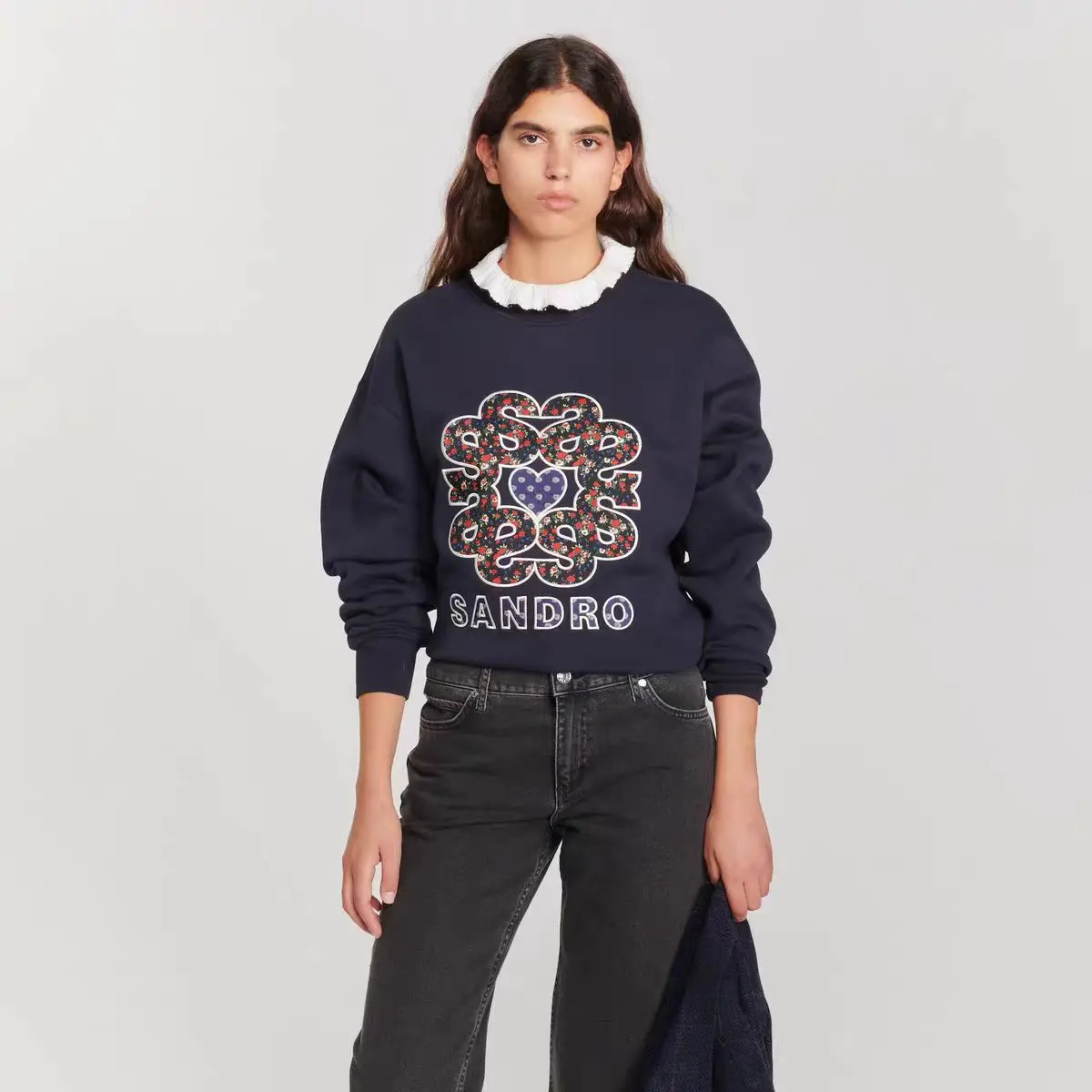 Top Trends: French Elegant S Home 2022 Autumn And Winter New Contrast Embroidery Lotus Leaf Collar Letter Jacquard Loose Cashmere Sweater Shoppable Styles