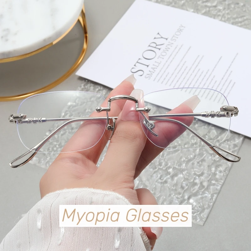 Top Trends: New Stylish Metal Frame Optical Spectacle Eyeglasses Ladies Near Sight Prescription Glasses Women Luxury Minus Diopter Eyewear Shoppable Styles