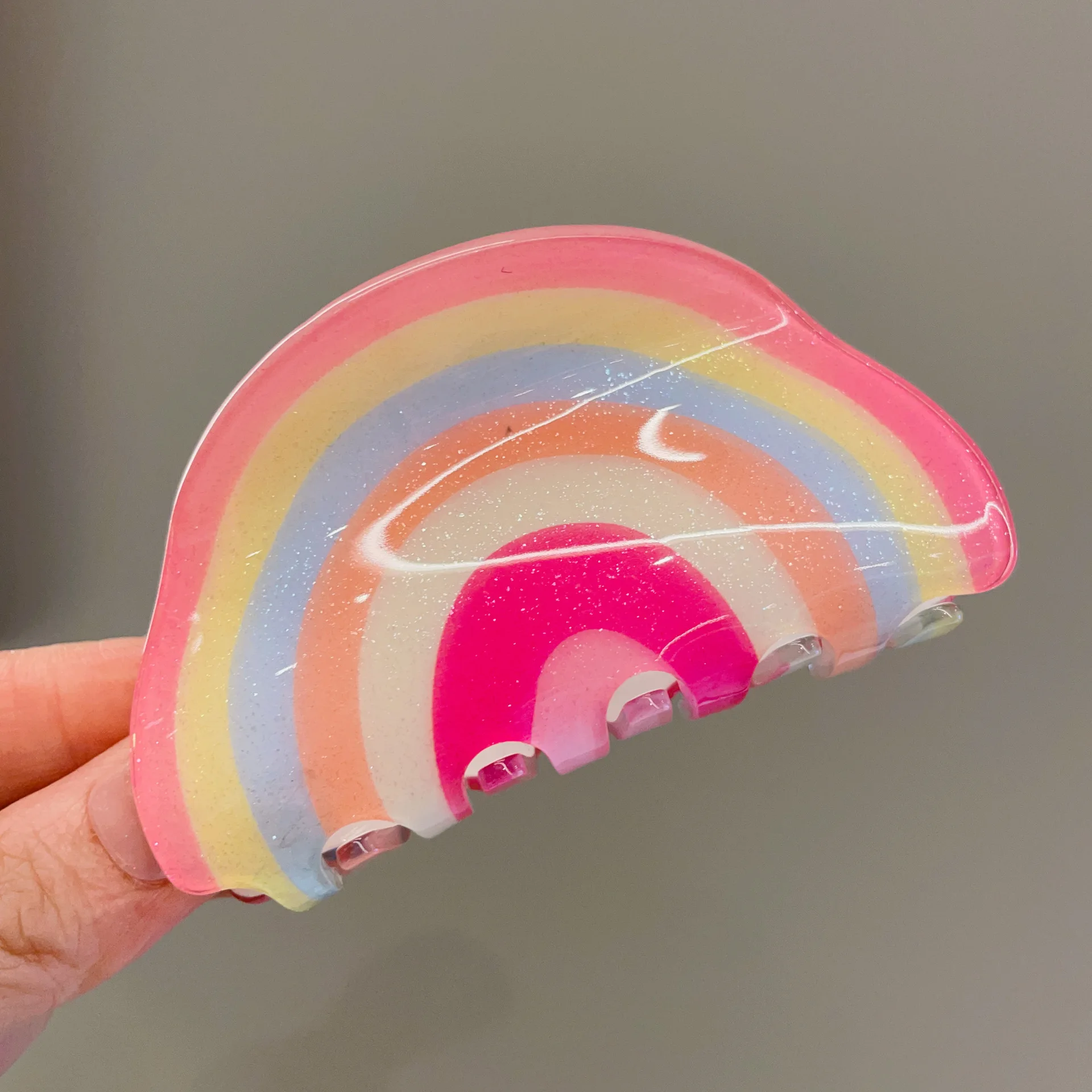 Top Trends: Cute Cartoon Semicircle Sugar Rainbow Acetate Hair Claw Clips Shark Hairpins Jewelry Gifts For Girls Women Hairwear Accessories Shoppable Styles