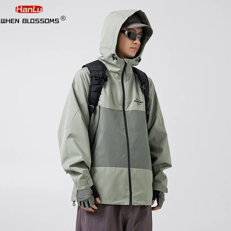 Top Trends: Contrast Color Patchwork Waterproof Hooded Coats Autumn New Men's Women's Fashion Outdoor Functional Sports Loose Jacket For Men Shoppable Styles