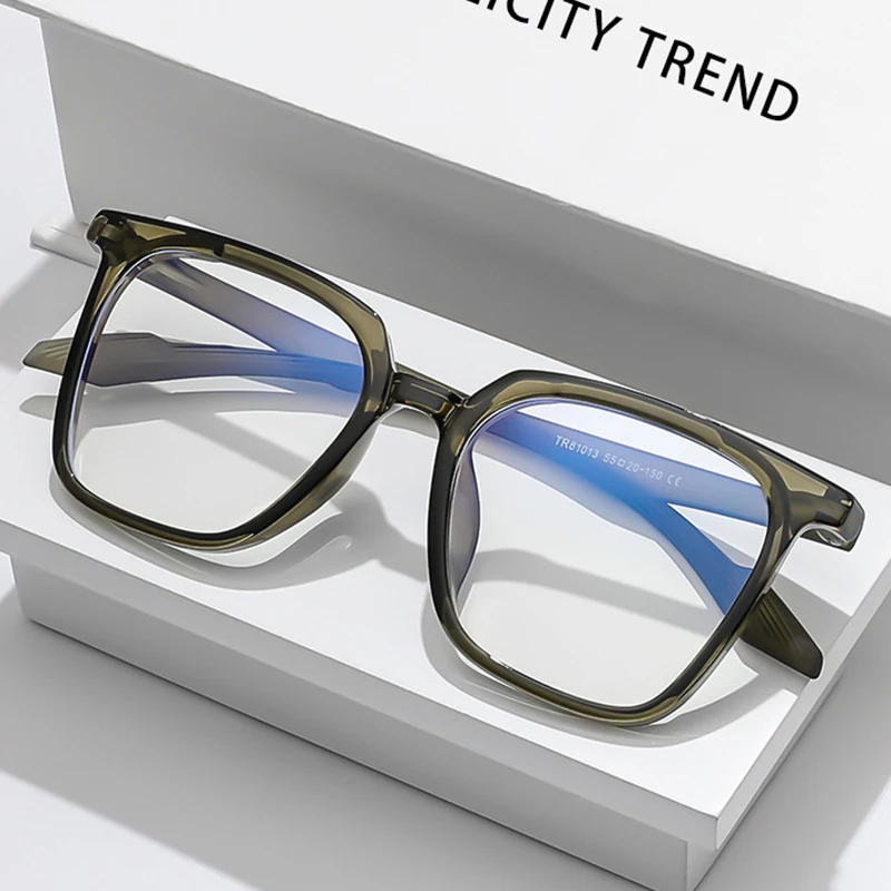 Top Trends: Big Size Eyeglasses Man Fashion Retro Square Ultra Light TR90 Transparent Glasses 2023 Eyewear Optical Prescription Frame Woman Shoppable Styles