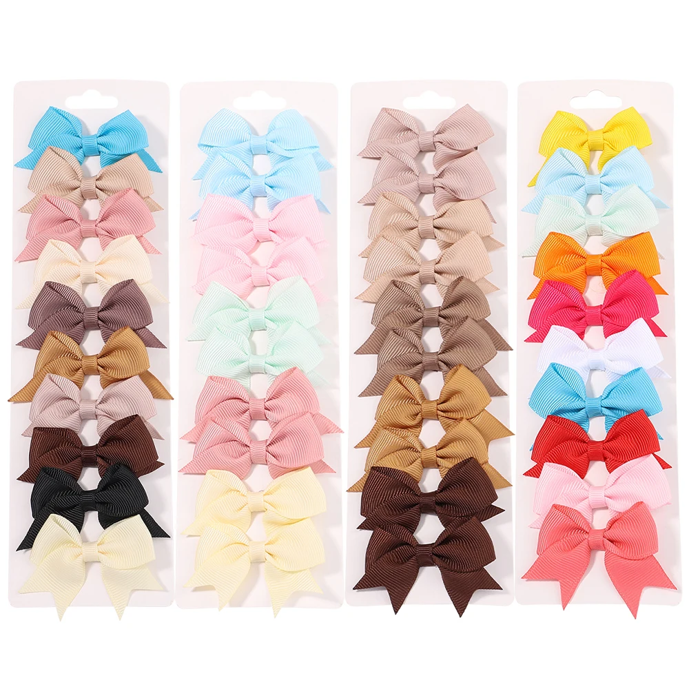 Top Trends: 10Pcs / Set Baby Bows Hair Clips For Girls Handmade Cute Solid Ribbon Bowknot Hairpin Barrettes Headwear Kids Hair Accessories Shoppable Styles