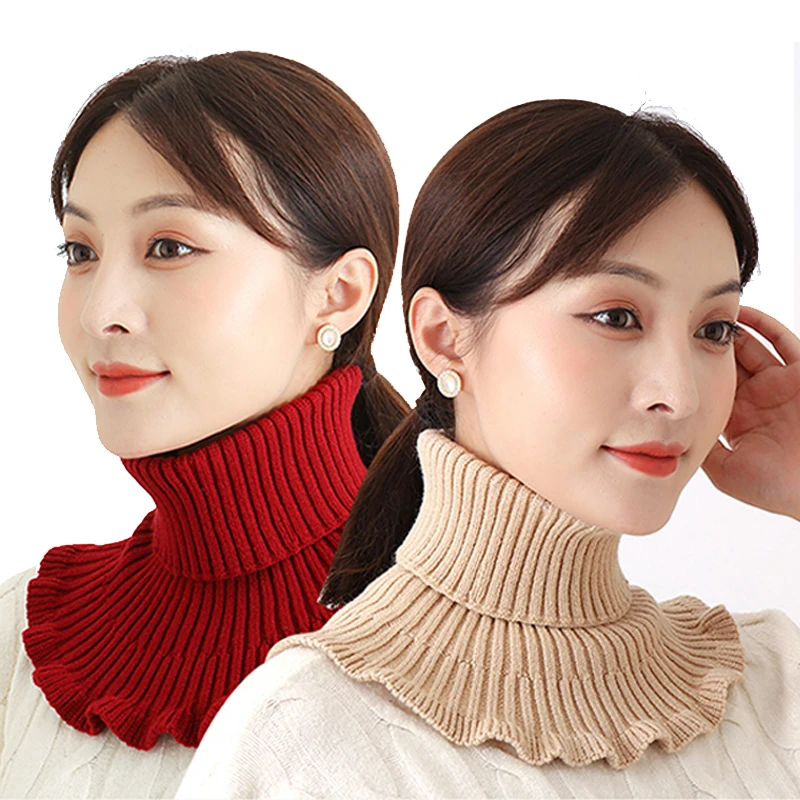 Top Trends: Knitted Fake Collar Scarf With Wooden Ears Women Turtleneck Warm Knitted False Fake Collar Detachable Scarf Winter Windproof Shoppable Styles - Image 3