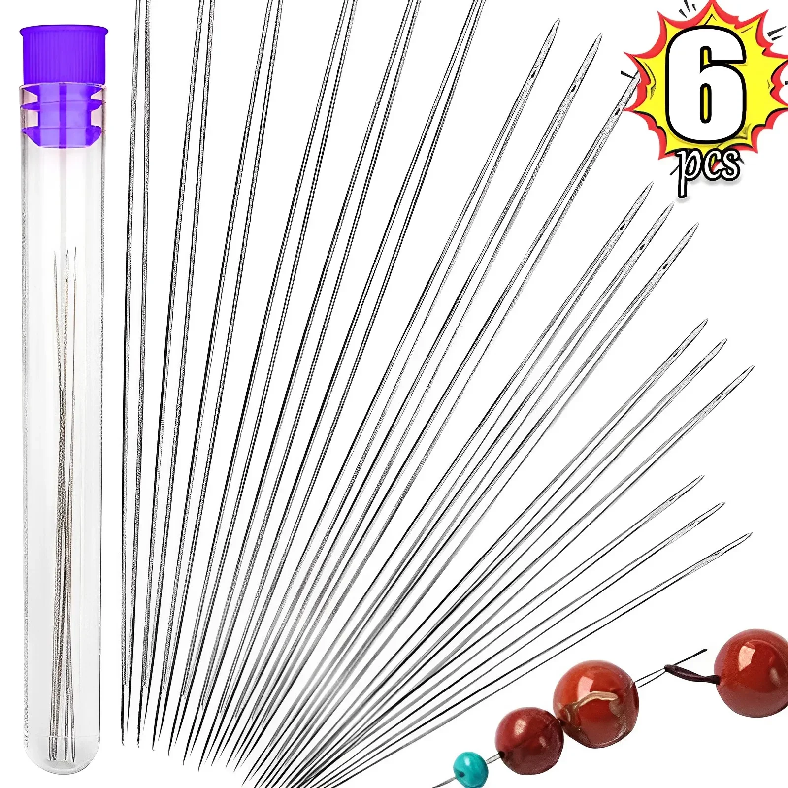 Top Trends: 5 / 6PCS Beading Needles Big Eye Seed Beads Needles DIY Necklace Bracelet Tools Stainless Steel Pearls Threading Pins For Jewelry Shoppable Styles