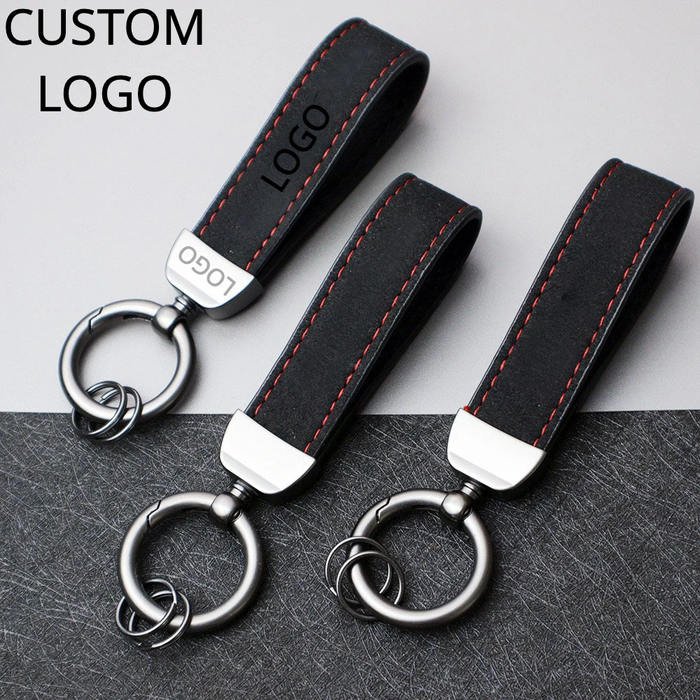 Top Trends: Custom Car Logo Suede Leather Keychain For Men And Women Retro Vintage Personalized Keyring Laser Engrave Key Chain Ring Gift Shoppable Styles