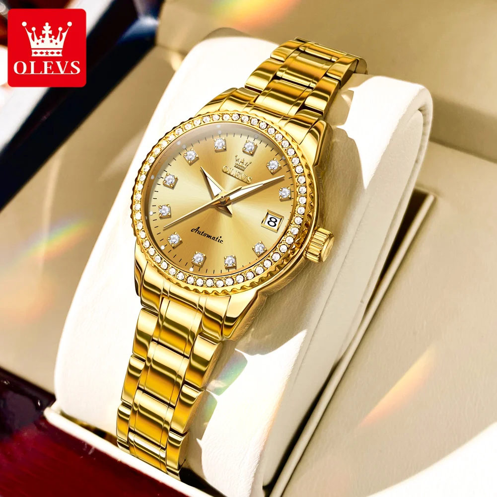 Top Trends: OLEVS Original New Automatic Mechanical Watch For Women Luxury Diamond Dial Fashion Elegant Ladies Dress Bracelet Wristwatches Shoppable Styles