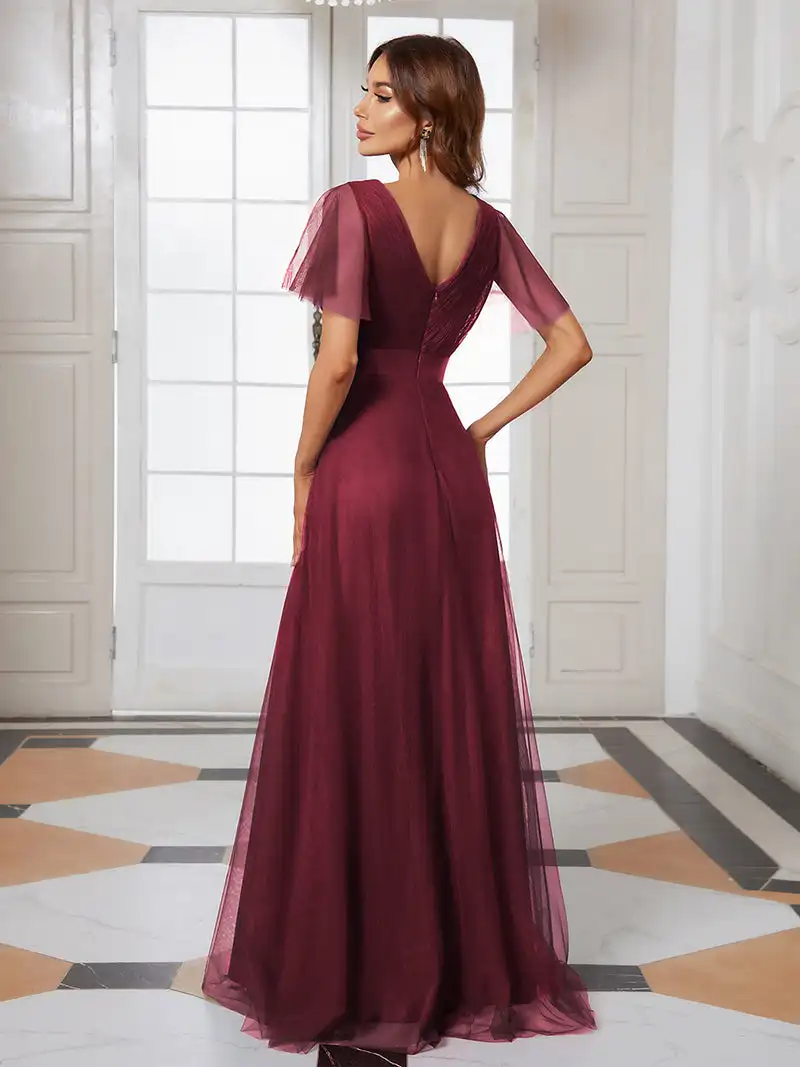 Top Trends: Elegant Mother Of The Bride Dress Women's V-Neck Floor-Length Wholesale Ever Pretty 2024 Sexy Evening Dresses Vestidos De Gala Shoppable Styles - Image 4