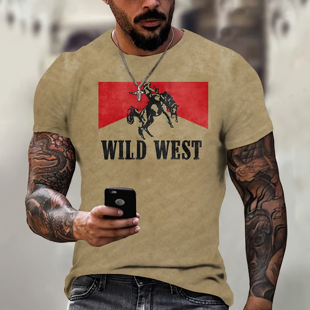 Top Trends: Vintage Men's T-shirts Cowboy Clothing Short-sleeved Tops 2023 New Summer Costume Loose Casual Streetwear Man's T Shirts 5xl Shoppable Styles