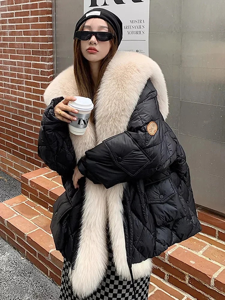 Top Trends: 2023 Luxury Fox Fur Collar Long Coats 2023 Women Winter Soft Warm Loose Jacket Puffer Parka Female Windproof Snow Outwear Coats Shoppable Styles