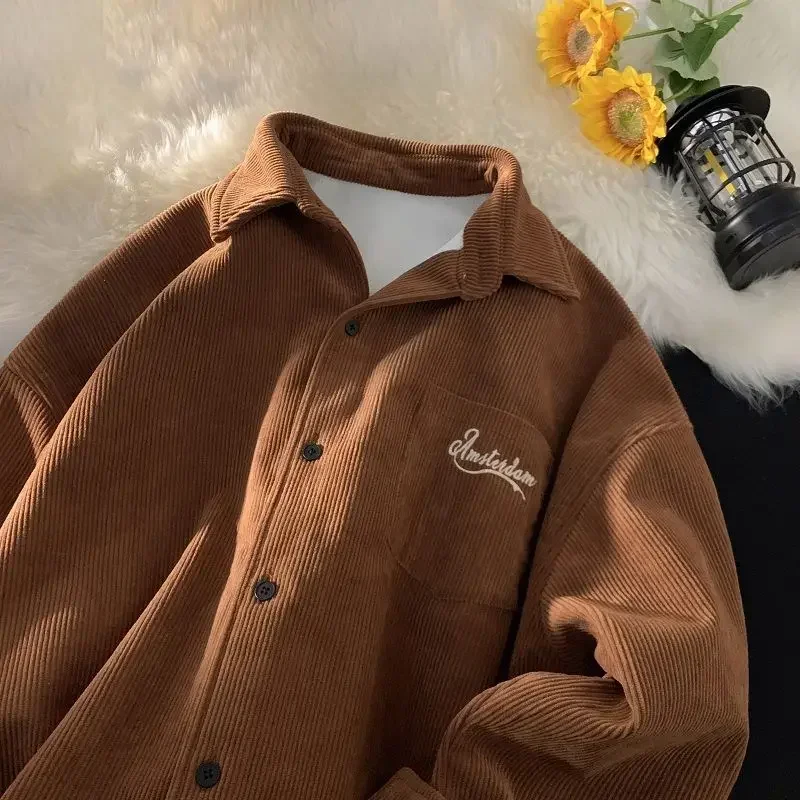 Top Trends: Corduroy Men&#039;s Jacket Spring And Autumn American Retro Trendy Brand 2023 New Handsome Shirt Leisure Jacket K Pop Clothes Y2k Top Shoppable Styles