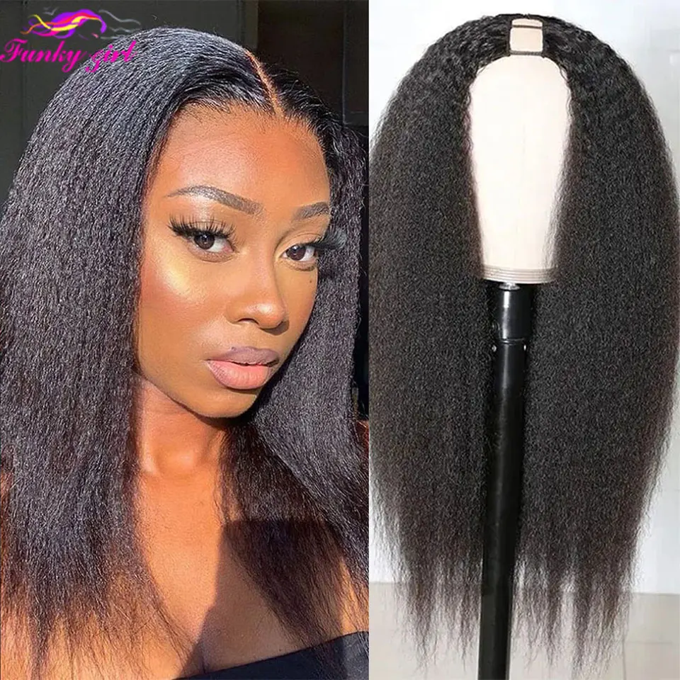 Top Trends: Kinky Straight U Part Wig Human Hair Wigs For Women Yaki Straight Upart Human Hair Wigs Brazilian Remy Glueless 180% Density Wig Shoppable Styles