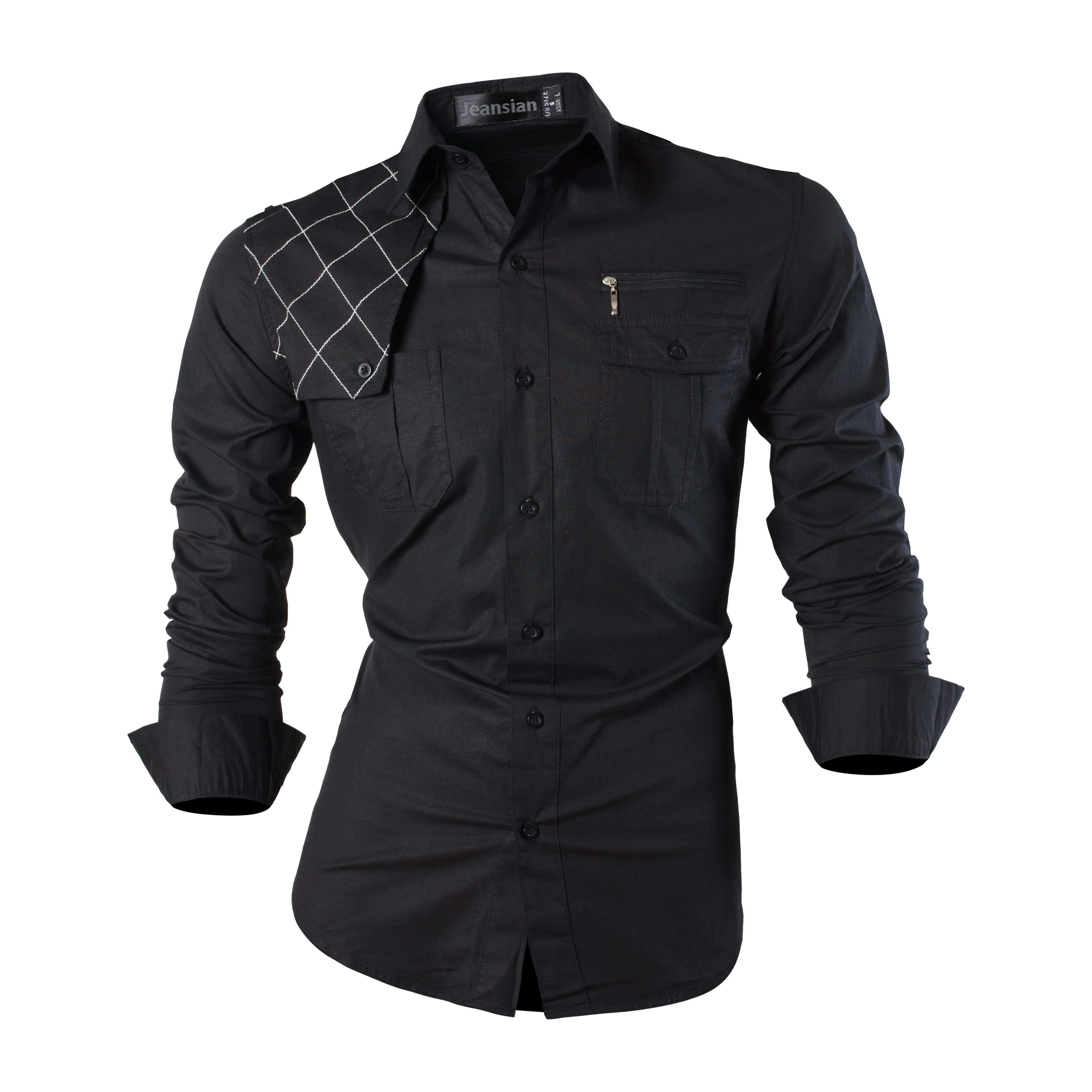 Top Trends: Jeansian Men&#039;s Casual Dress Shirts Fashion Desinger Stylish Long Sleeve K371 Black2 Shoppable Styles