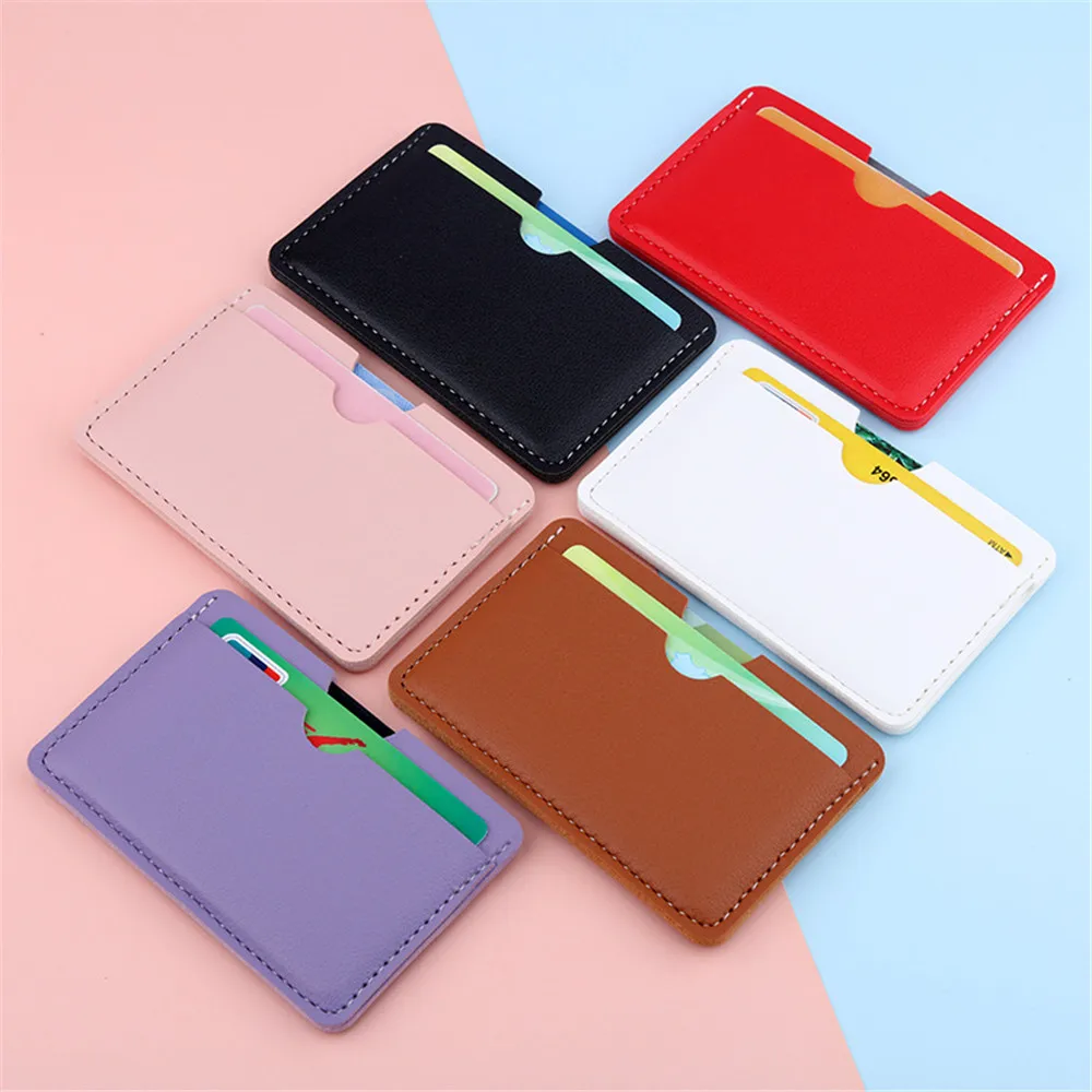 Top Trends: Leather Credit Card Holder Women Men Candy Color Bank Credit Card Box Multi Slot Slim Card Case Wallet Mini Change Purses Shoppable Styles