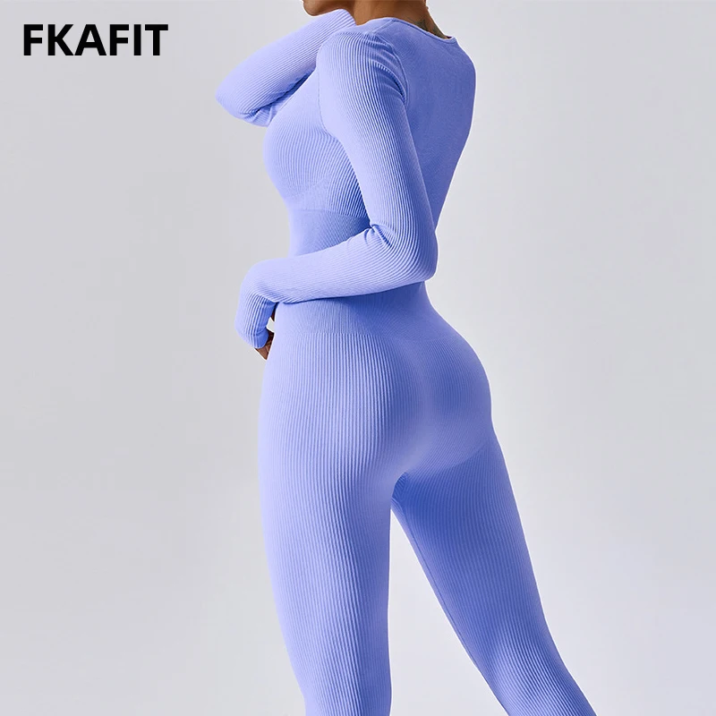 Top Trends: Women Yoga Jumpsuits One Piece Workout Ribbed Long Sleeve Rompers Square Neck Sport Exercise Bodysuits Gym Sportswear Shoppable Styles