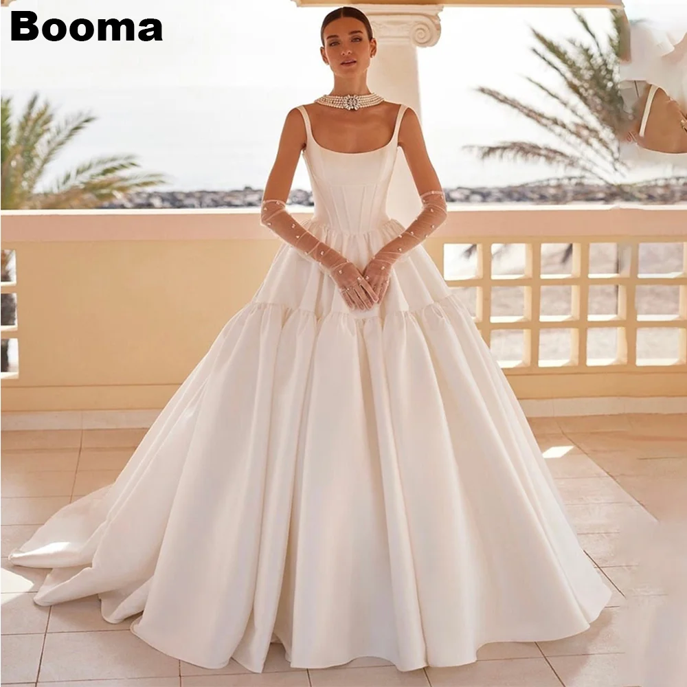 Top Trends: Booma A-Line Princess Wedding Dresses Sleevless Ruched Stain Brides Party Dresses For Women Ball Gowns Sweep Train Bridals Gowns Shoppable Styles