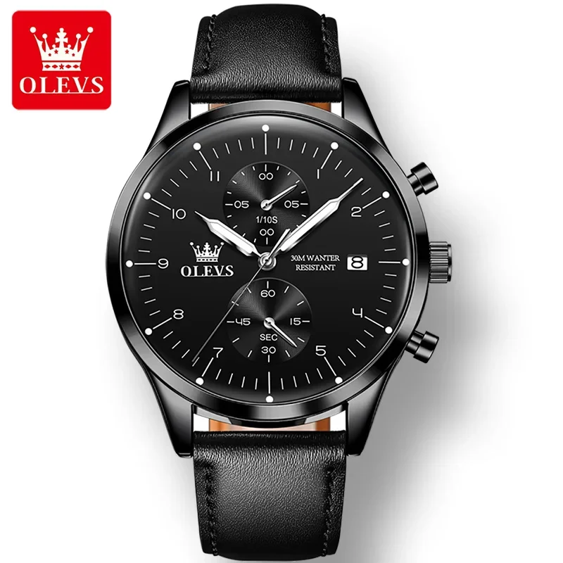 Top Trends: OLEVS 2880 Waterproof Business Watches For Men, Quartz Super-thin Genuine Leather Strap Men Wristwatch Luminous Calendar Shoppable Styles