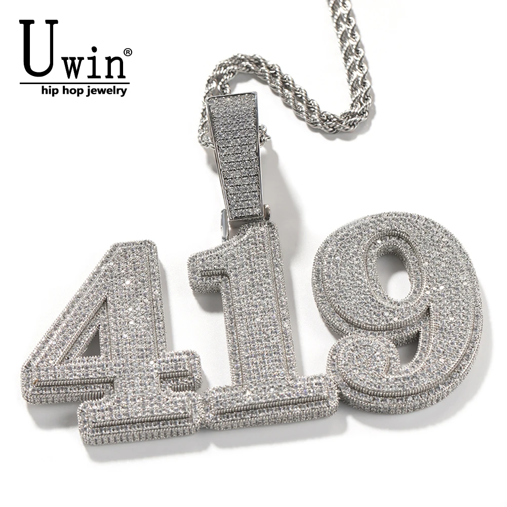 Top Trends: Uwin Double Layer Letters Pendant Name Necklace Iced Out Cubic Zircon Personalized Hiphop Jewelry Gift Shoppable Styles