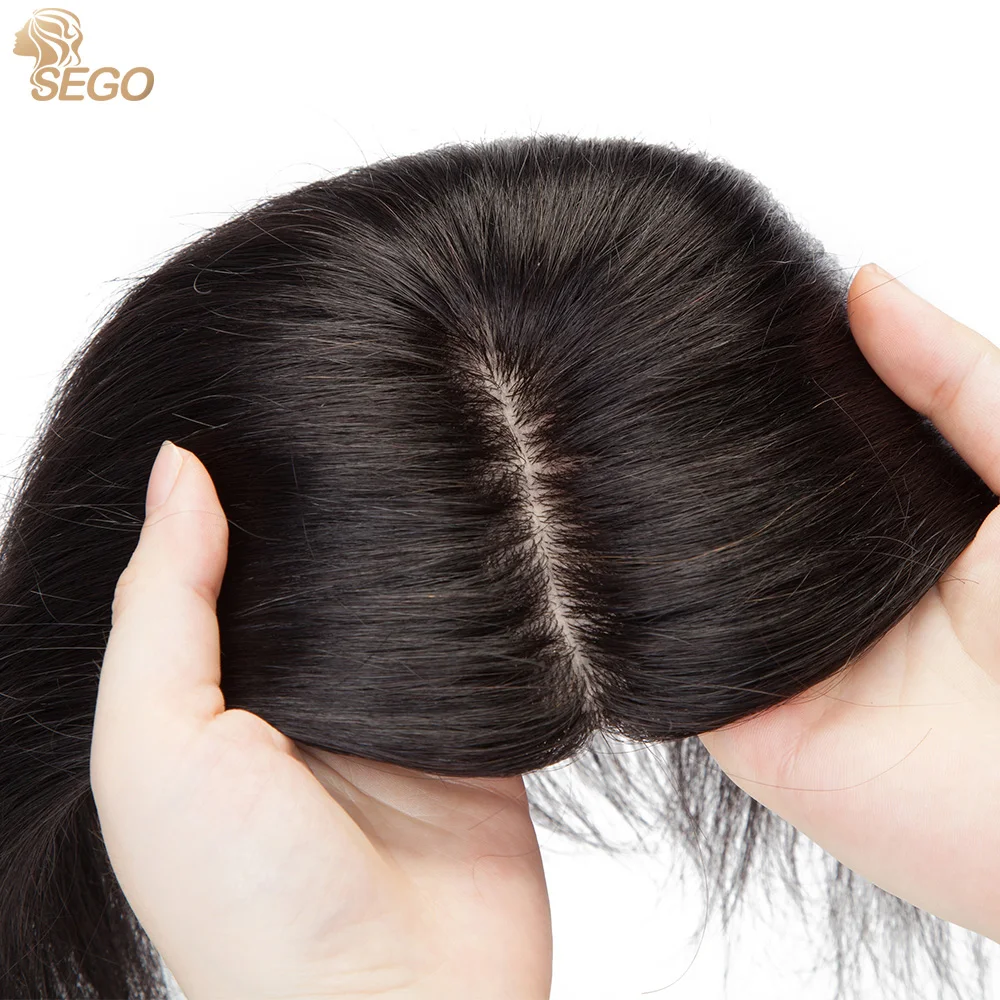 Top Trends: SEGO 10x12cm Silk Base 2.5x9cm Hair Toppers 100% Human Hair Pieces For Women Hairpiece 4 Clips In Hair Extensions Shoppable Styles