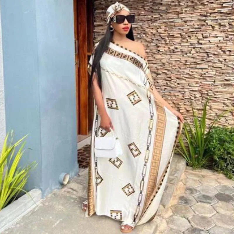 Top Trends: 2023 New Rayon Fashion Oversize African Women Clothing Dubai Dashiki Abaya Free Size Print Design With Scarf Loose Long Dress Shoppable Styles