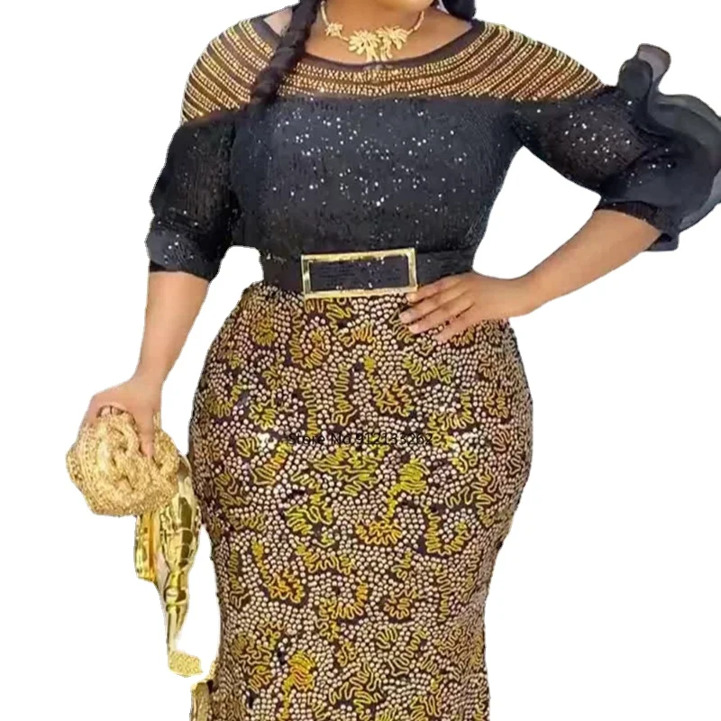 Top Trends: Plus Size African Party Long Dresses For Women 2023 New Dashiki Ankara Sequin Evening Gowns Turkey Outfits Robe Africa Clothing Shoppable Styles