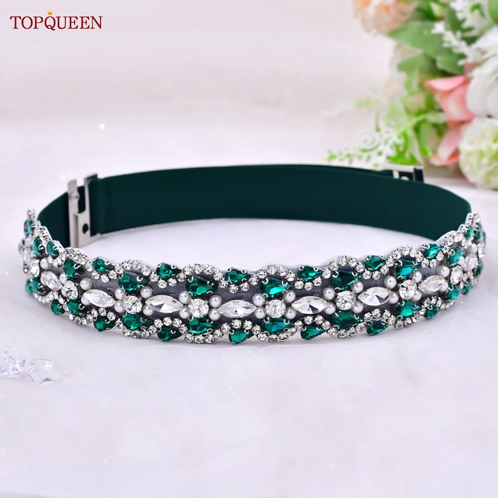 Top Trends: TOPQUEEN S466-D Belts For Women Fashion Waist Elastic Ladies Band Dark Green Rhinestone Decoration Coat Sweater Dress Waistband Shoppable Styles