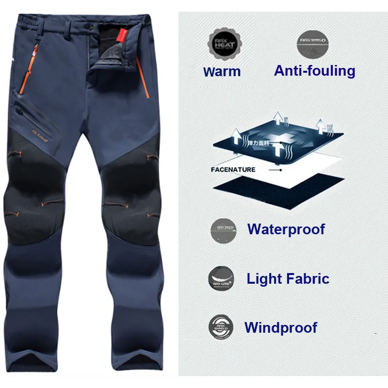 Top Trends: Men Waterproof Outdoor Cargo Pants Fleece Camping Sport Trousers Casual Male Winter Warm Plus Velvet Soft Shell Hiking Pants Shoppable Styles - Image 4