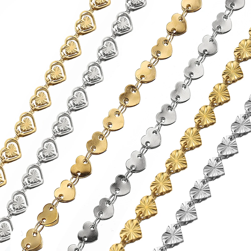 Top Trends: 2Meters 1Meter Stainless Steel Chains Gold Color Multi Styles Love Heart Chains For Necklace Bracelet Jewelry Making DIY Bulk Shoppable Styles