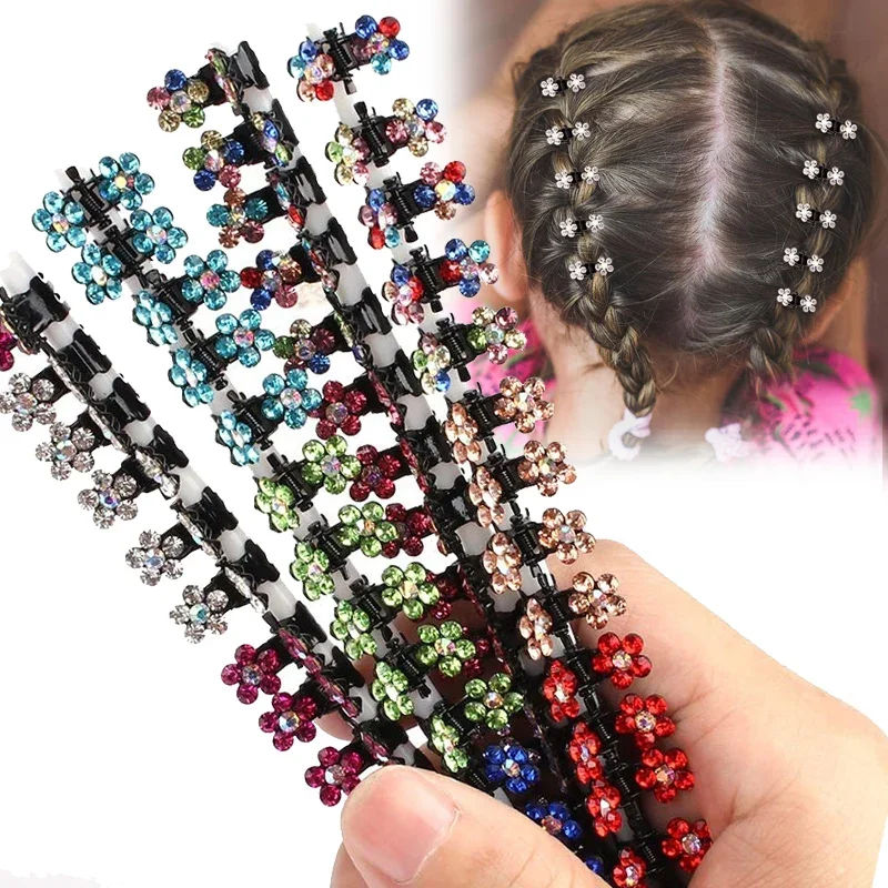 Top Trends: 6Pcs Mini Hair Clips No-Slip Clips Rhinestone Hair Clips Metal Clamps Mix Colored Flower Hair Accessories For Women Girls Shoppable Styles