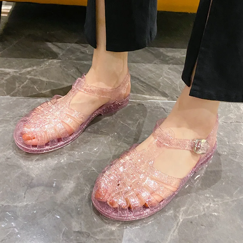 Top Trends: Plastic Sandals Women Summer Shoes Promotion Ladies Casual Flat Hollow Jelly Sandal Beach Shoes Sandalias De Mujer Shoppable Styles - Image 3