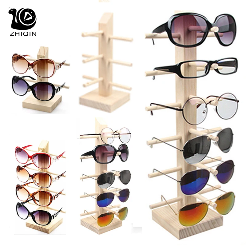 Top Trends: 2~6 Layers Wood Sunglass Display Rack Shelf Glalsses Storage Eyeglasses Show Stand Jewelry Holder Multi Pairs Glasses Showcases Shoppable Styles