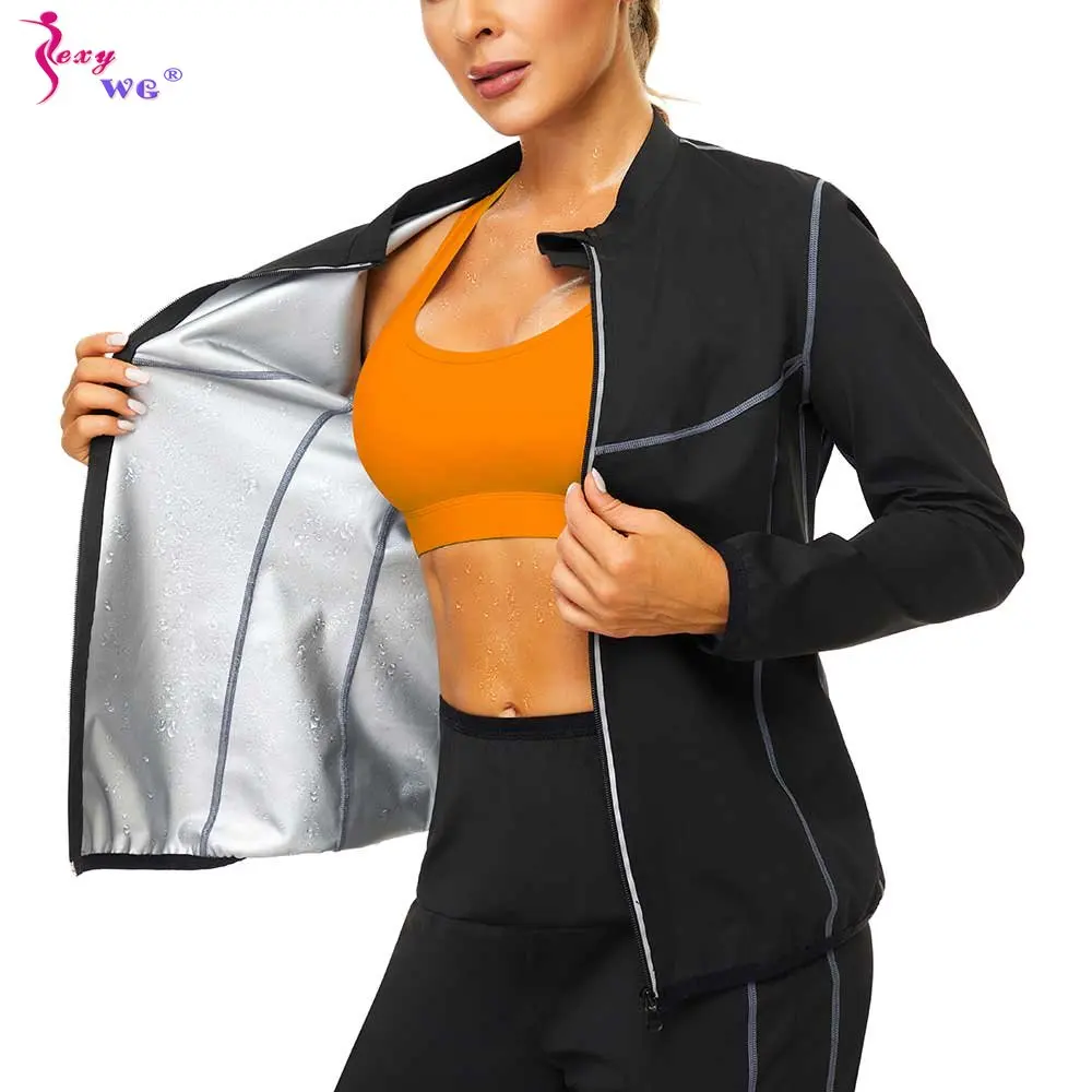 Top Trends: SEXYWG Sauna Jacket For Women Weight Loss Top Sweating Long Sleeves Thin Fat Burning Fitness Sportwear Slimming Gym Body Shaper Shoppable Styles