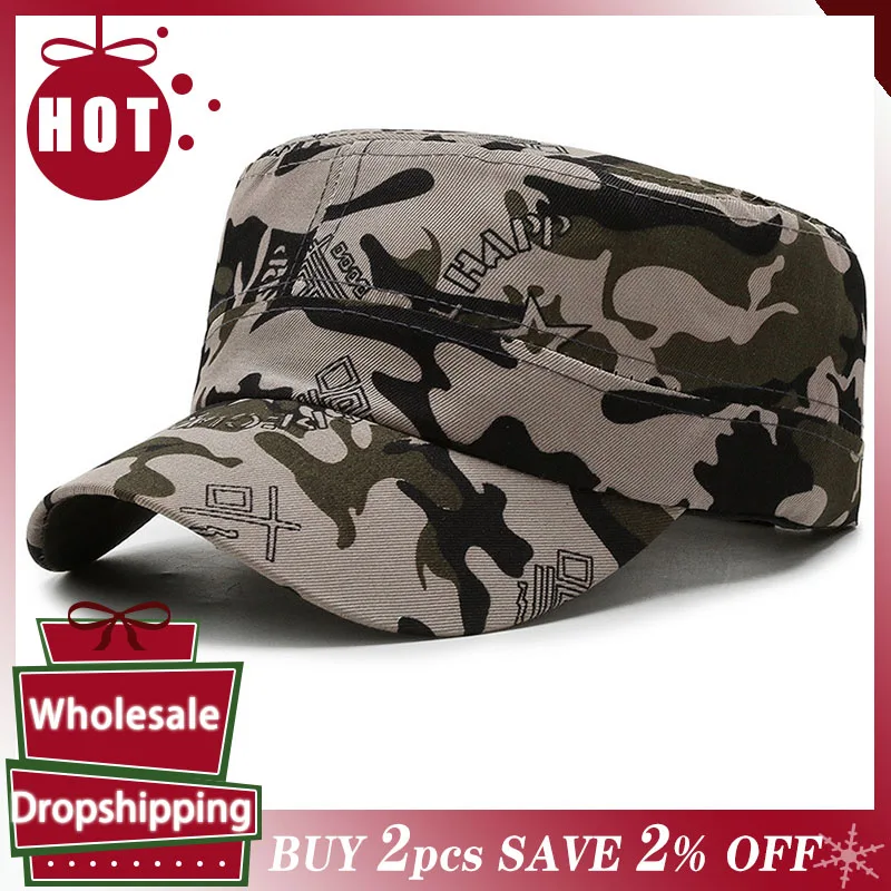 Top Trends: Camouflage Flat Cap Military Combat Cadet Camo Baseball Hat Adjustable Classic Fashion Soldier Sunshade Hat For Women Men Gorras Shoppable Styles