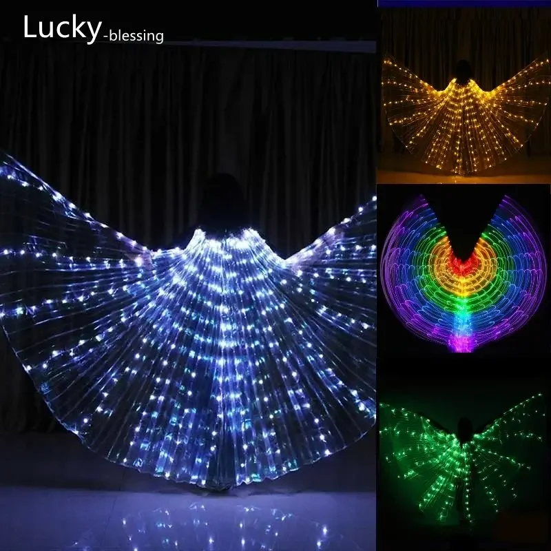 Top Trends: LED Dance Wings Butterfly Glow Belly Dance Costumes Isis Halloween Color Fluorescent Show Prop Shining Lamp Wings Adult Child Shoppable Styles