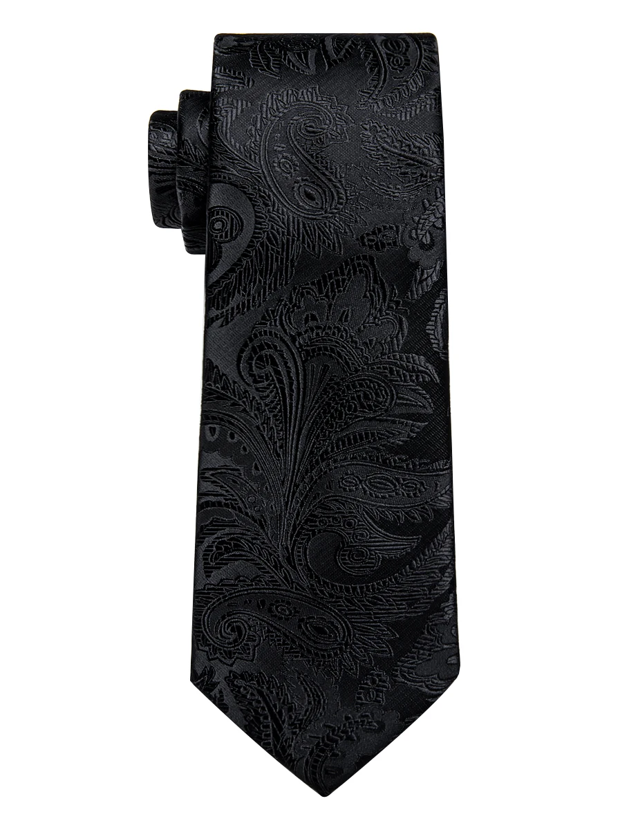 Top Trends: Luxury Black Paisley Silk Men's Tie High Quality Solid Classic Necktie With Clip For Man Accessories Corbatas Para Hombre Gifts Shoppable Styles - Image 6