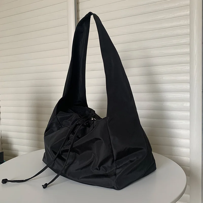 Top Trends: Women Bag New Nylon Bucket Fashion Solid Zipper SOFT Shoulder Bag Purses And Handbags Luxury Designer Black Tote Bag Shoppable Styles