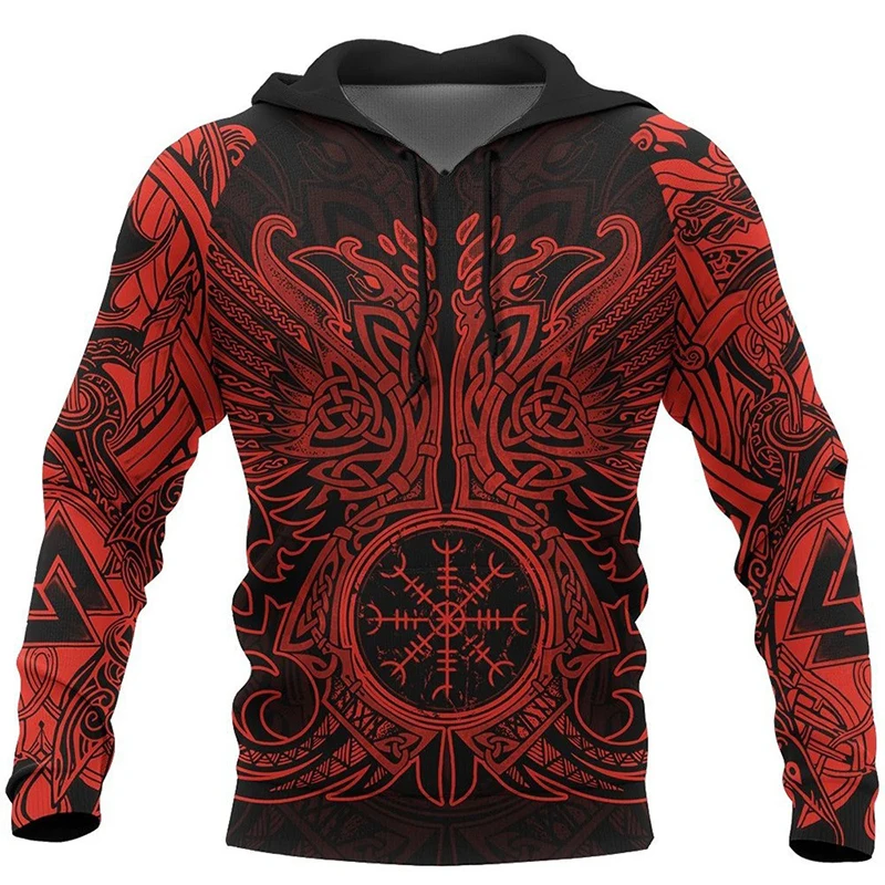 Top Trends: Mens Hoodies Vikings Eagle Tattoo Fashion Animal Pattern 3D Printed Style Casual Harajuku Hip Hop Pullover Oversized Sudaderas Shoppable Styles