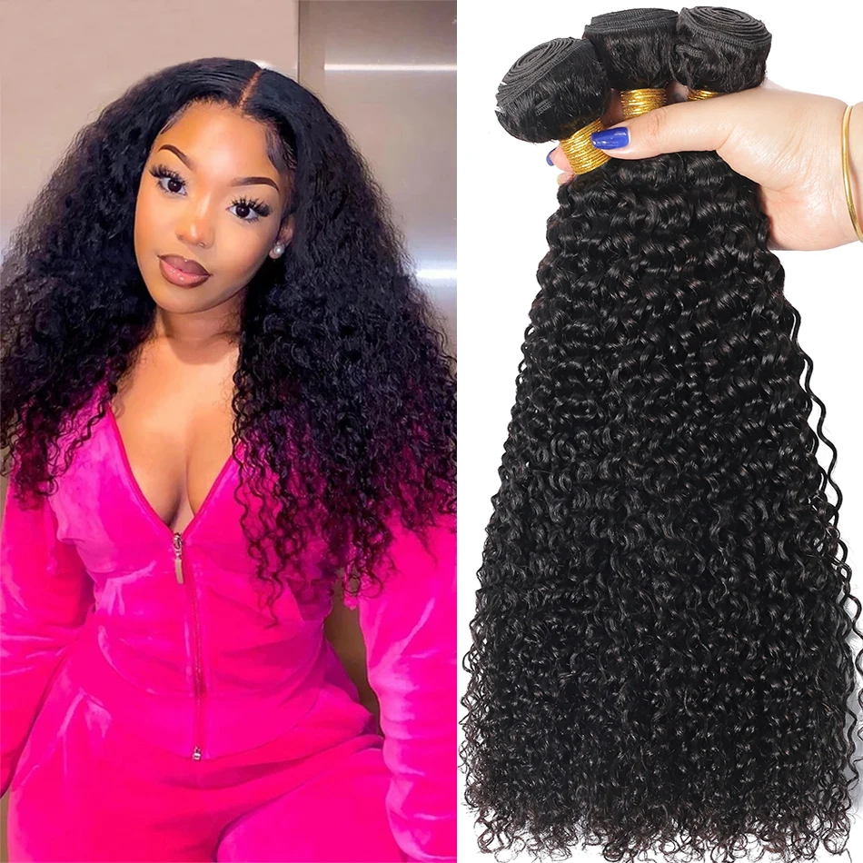 Top Trends: Indian Afro Kinky Curly Bundles 1 / 3 / 4PCS Human Hair Extensions Unprocessed Virgin Hair 100% Human Hair Weave Bundles Jerry Curl Shoppable Styles