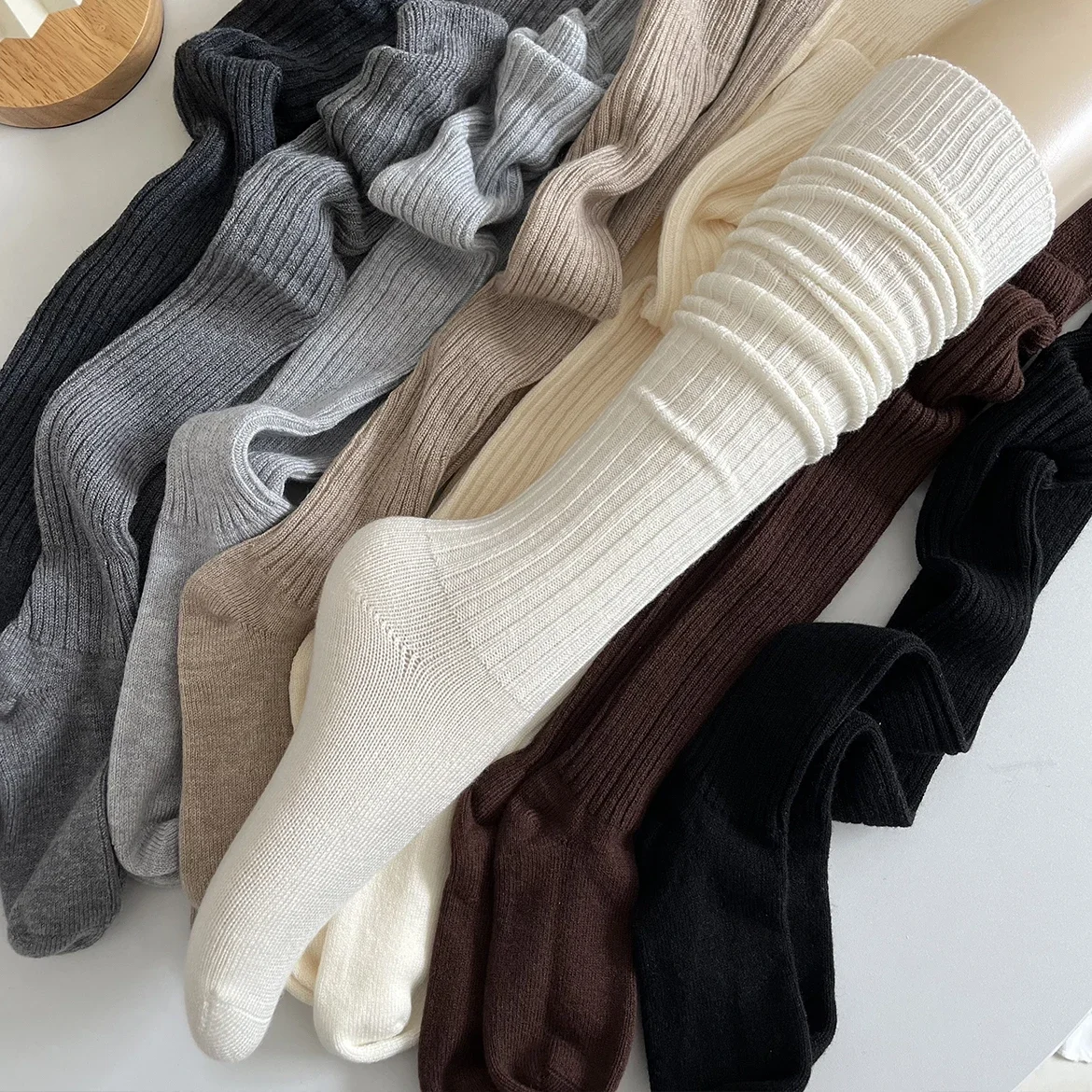 Top Trends: Casual Women Long Socks Cashmere Women Boot Solid Wool Thigh Stocking Skinny Cotton Over Knee-High Fluffy Female Long Knee Sock Shoppable Styles