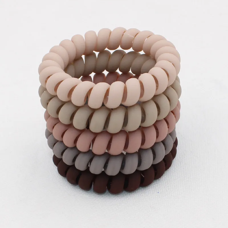 Top Trends: 5Pcs / set New Fashion Matt Solid Telephone Wire Elastic Hair Band Frosted Spiral Cord Rubber Band Hair Tie Stretch Head Band Gum Shoppable Styles