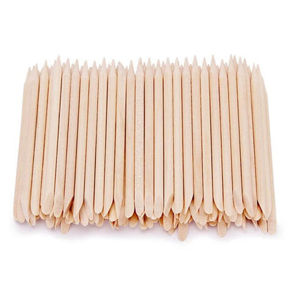 Top Trends: 100PCS Nail Art Orange Wood Sticks Cuticle Pusher Remover Manicure Pedicure Tool 110mm Natural Stick For Manicure Shoppable Styles