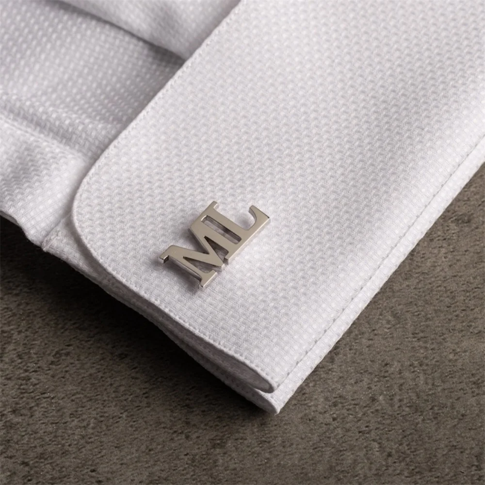 Top Trends: Fashion Customize Letter Cufflinks Stainless Steel Men's Initials Cuff Buttons Wedding For Men Personalized Name Jewelry Gifts Shoppable Styles