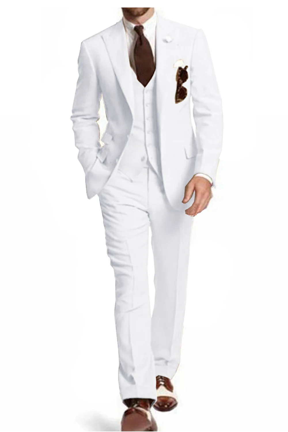 Top Trends: Blazer Sets Fashion Business White Costume Homme Wedding Men Suits Peak Lapel Groom Tuxedos Terno Masculino Prom Blazer 3 Pieces Shoppable Styles