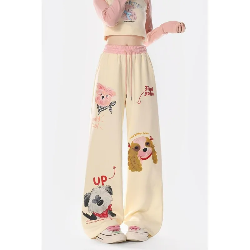 Top Trends: New Winter Sports Pants For Women, Versatile Cartoon Animal Print, Loose Casual Straight Wide-leg Long Pants For Small People Shoppable Styles