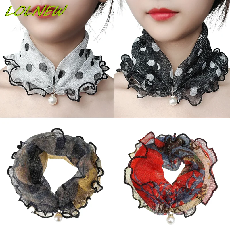 Top Trends: 17 Styles Pearl Lace Variety Scarf Dropshipping Pearl Decoration Gold Thread Lace Women Elegant Ruffled Scarf шарф женский Shoppable Styles