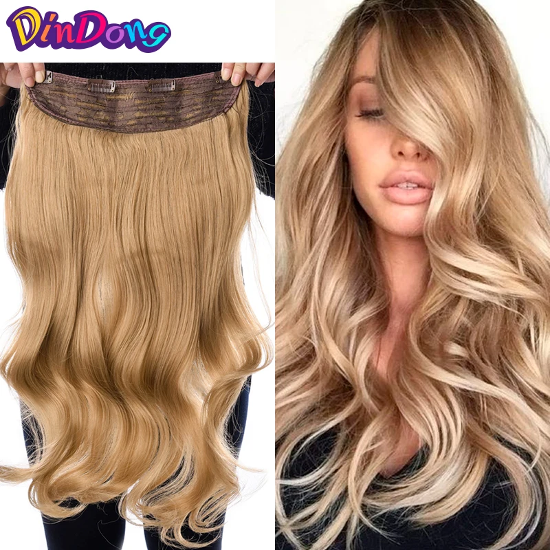 Top Trends: DinDong Synthetic Clip In Hair Extensions Wavy 24 Inch 190G Premium Heat Resistant Hair 613 # Blonde Brown 19 Colors Available Shoppable Styles